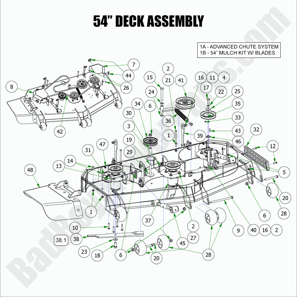 2881 - Bad Boy Mower Parts Lookup > 2022 > Revolt > 54\" Deck Assembly